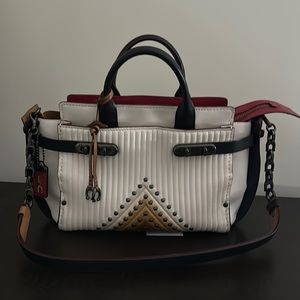 Coach Double Swagger with Colorblock Quilting and Rivets and matching wallet